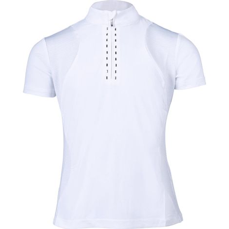 6/7 anni, bianco: Maglietta da gara per bambine con inserti in mesh e strass modello Glam