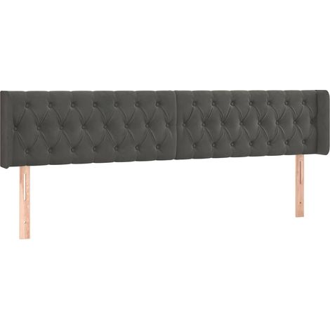 Maison Exclusive - Testiera ad Orecchio Grigio Scuro 183x16x78/88 cm in Velluto (1/5)