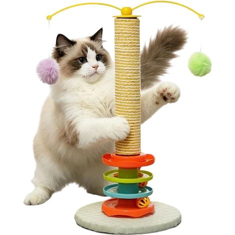 Griffoir pour Chat Piste de Balle Interactive Griffoirs d'Intérieur pour Chats Adultes Destiné aux meubles, sol, enrichissement, exercice, à la maison, ennui, jeu (1/5)
