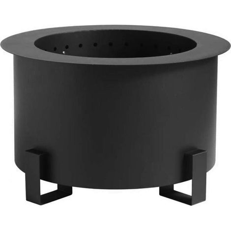Brasero sans fumée jardin terrasse 34 x 56 cm avec circulation d'air efficace design moderne en acier noir (1/2)