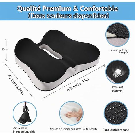 Coussin Coccyx Chaise Bureau Ergonomique Assise Sciatique Siege Fauteuil Voiture Memoire de Forme Hemorroides Gaming Fesses Douleur Siège (1/4)