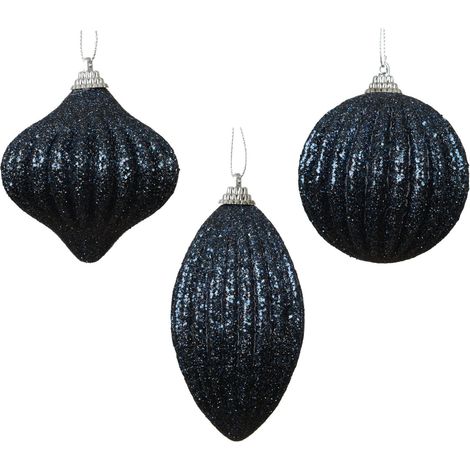 pallina di natale in foam glitter D 8 cm blu notte decori modello assortito Peraga Christmas