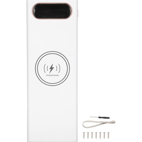 Boîtier Batterie DIY L20 QC 22.5W+15W Charge Sans Fil pour 20x18650 - Banque d'Alimentation Portable (Blanc) (1/5)