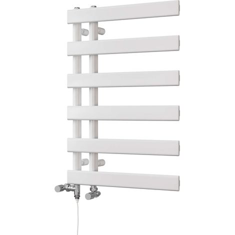 Agar - White Dual Fuel Towel Rail H748mm x W500mm Standard (1/3)