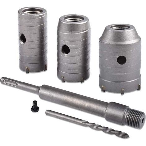 Mèche de forage en béton avec manche rond de 350 mm SDS Plus Trépan pour trou de sciage de béton Mèche de forage pour mur en pierre de ciment avec expansion de 30/40/50 mm (Argent) (1/3)