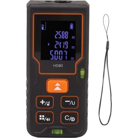 Télémètre laser portable haute précision pour le génie civil, la construction et le travail du bois, portée de 80 m / 262,5 pi (1/5)