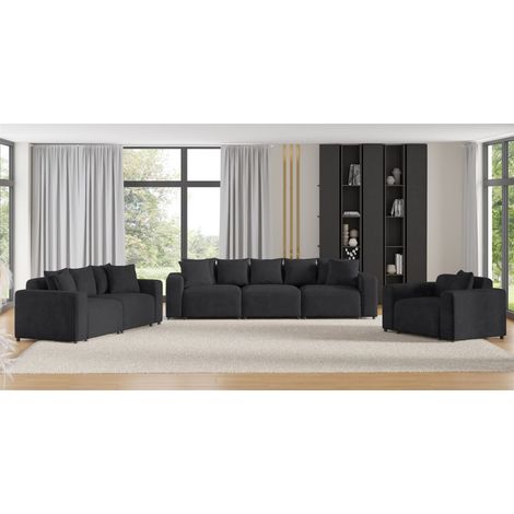 Sofaset Designersofas MEGAN 3-2-1 in Stoff Poso Anthrazit (1/5)