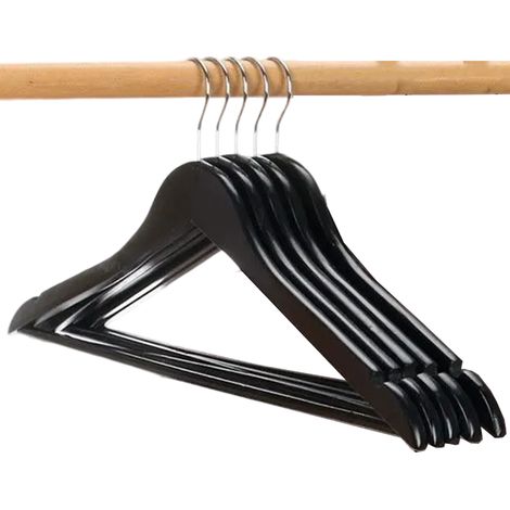 Cintre en bois massif antidérapant, cintre d'hôtel en bois sans couture, pince à pantalon, support à vêtements, cintre rétro pour vêtements d'enfants (1/5)