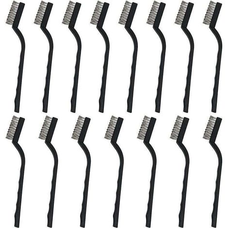 Mini Brosse Métallique (Lot de 20) - Brosse Acier Inoxydable avec Manche Incurvé & Trou d’Accroche - Brosse Fer pour Nettoyer Four, Évier, Travail du Métal, Soudure, Rouille & Poussière，