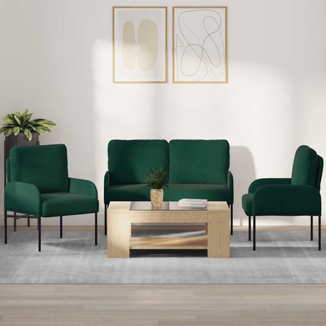 Sofagarnituren 3 pcs Dunkelgrün 115 x 56 x 80 cm Sperrholz