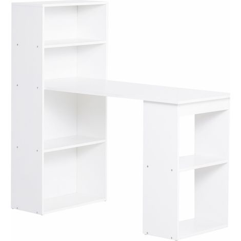 easycomfort scrivania computer con libreria salvaspazio, tavolo da pranzo per ufficio e studio, 120x55x120 cm, bianco (1/5)