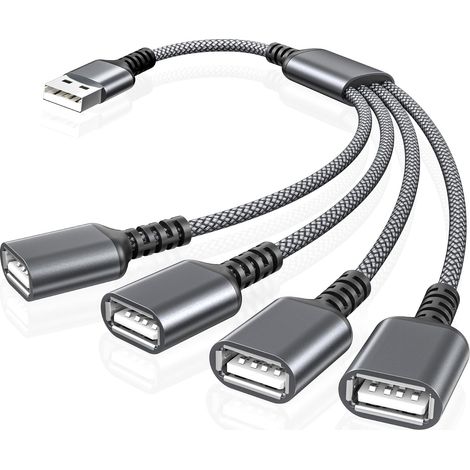 Câble USB Répartiteur 4 Ports 0.3M,4 en 1 USBA Mâle vers Femelle  Splitter Nylon Multi Cordon Multiple Porte Multiprise Extender Hub Chargeur Split pour PC,TV,Car,PS4 PS5,Xbox One X/S (1/5)
