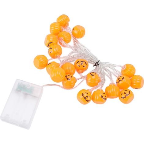 Guirlande Halloween 20 LED Citrouille - ABS Étanche 3m Lumière Chaude Modes Fixe/Clignotant Déco Intérieur Extérieur Fête (1/5)