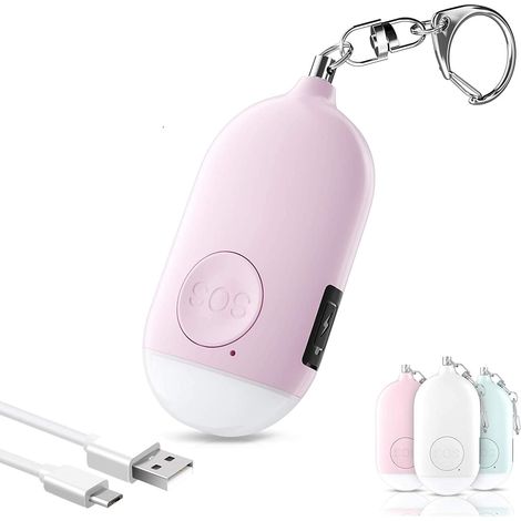 Alarme personnelle avec sirène - Porte-clés d'autodéfense rechargeable 130 dB (1/3)
