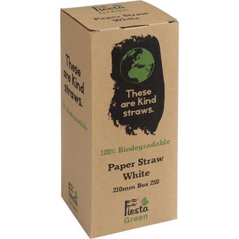Pailles Biodégradables Blanches en Papier - Lot de 250 - Fiesta Green (1/4)
