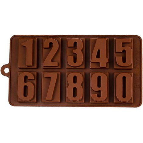 Moule en silicone avec chiffres et lettres pour glaçons, décoration de gâteaux, fondant, savon - 10 chiffres et lettres, sans BPA, compatible lave-vaisselle (1/5)