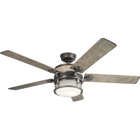 Ventilator mit Beleuchtung Fernbedienung LED dimmbar Ø152 cm Sommer Winter Betrieb Shabby Grau antik (1/3)