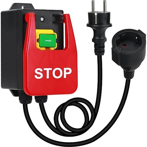 Einphasig 220 V, Drucktasterschalter, Sicherheitsschalter mit Steckdose, Maschinenschalter zum schnellen Abschalten des Frästisches und anderer Geräte (Stopp)