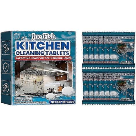 Comprimés effervescents nettoyants pour graisses tenaces Jue-Fish Kitchen, décontamination multi-usages pour le nettoyage des graisses tenaces