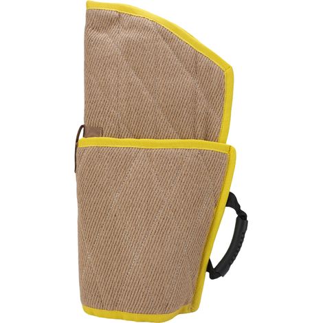 Manchon de morsure de chien en Jute, bord jaune, Protection des bras robuste, équipement d'entraînement pour berger allemand Malinois de grande race (1/5)