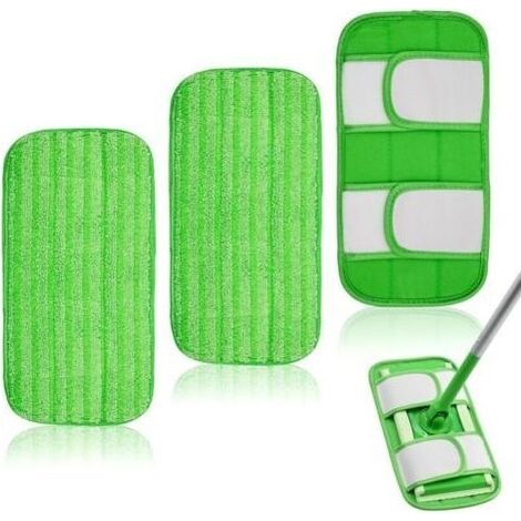 Lot de 3 Lingettes Reutilisable Remplacement Compatible avec Swiffer Sweeper Utilisation Humide et Sèche Tampons Vadrouille en Microfibre Convient à de Nombreux Types de Revêtements de (1/5)