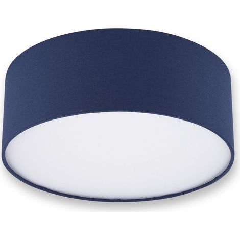 Plafonnier - Lampe de plafond pour cuisine, chambre à coucher et salon, ronde, 30 cm, avec abat-jour en tissu au look vintage, bleu (1/5)