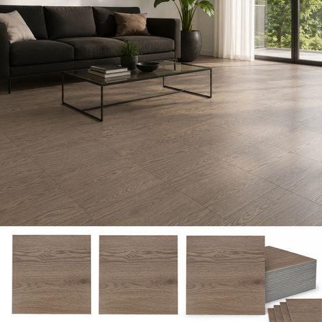 Dalles PVC autocollantes, 54 pièces, 30x30 cm, surface env. 5 m2, épaisseur 1,8 mm, effet bois, Chêne foncé (1/5)