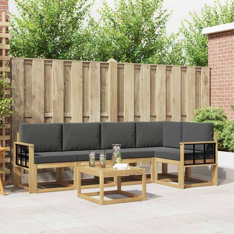 vidaXL Outdoor-Sofagarnitur 6 pcs Weiß und Anthrazit Massivholz Akazie (1/5)