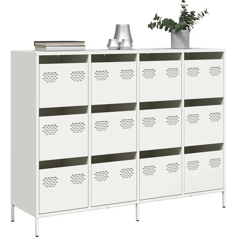 Sideboard Weiß 135x39x103,5 cm Kaltgewalzter Stahl