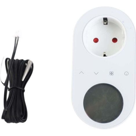 Prise de sortie de thermostat numérique, prise 16A, contrôleur de température 5+1+1, six périodes et mode de refroidissement de chauffage avec bouton tactile, écran LCD pour radiateur soufflant (1/4)