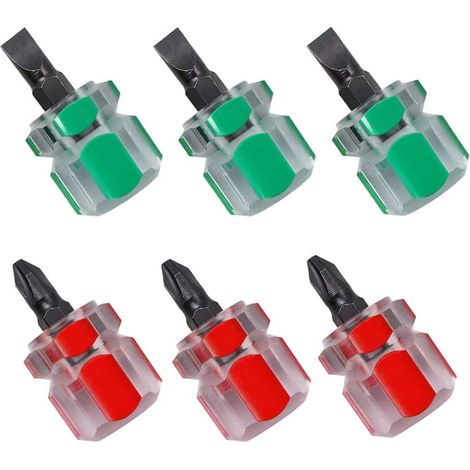 Tournevis Court, 3 Pièces Mini Tournevis à Tête Plate et 3 Pièces Tournevis Phillips Court, Tournevis pour Machine à Coudre pour Snarrow Place (Rouge et Vert) (1/5)