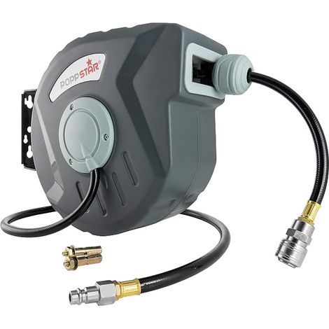 Compressed Air Hose Reel Hose 10 m + 1 m Inner Diameter 5/16 Inch 8 x 12 mm Quick Connection 3/8 Inch BSPT with Automatic Retractable Air Hose Reel (1/5)