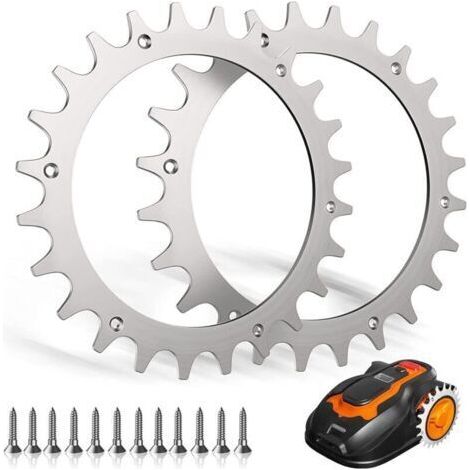Trimec – Crampons en acier inoxydable pour robot tondeuse Worx L – Taille de roue 225mm – Meilleure traction sur pelouse humide – 12 vis incluses - 225mm-12x (1/3)
