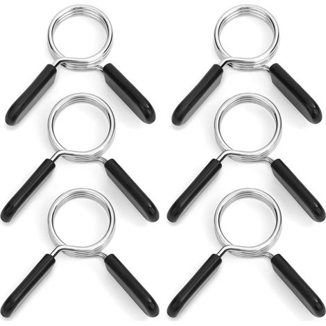 Juego de 6 abrazaderas para cables, acero inoxidable 304, agarre de goma, para mancuernas y barras de 30 mm, entrenamiento con pesas. (1/5)