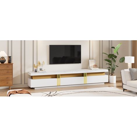 Ensemble de meubles TV blancs modernes avec table basse et meuble TV, rangement multifonctionnel (1/5)