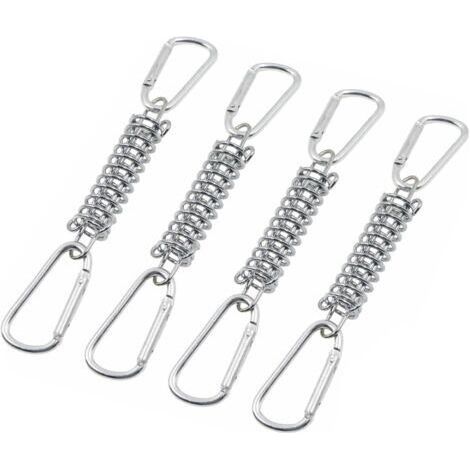 [JAMAIS UTILISÉ]Boucle Ressort Tension Fixation Store - Voile D'ombrage Fixations Accessoires en Acier Inoxydable avec 4 Ressorts HéLicoïdaux 8 Mousquetons pour Tentes Auvents Camping, 4 Pcs (1/4)
