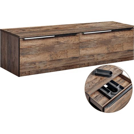 Waschtischunterschrank 160cm mit 2 Auszügen PUEBLA-56 in Vintage Oak Eiche, B/H/T 160,4/48,5/46 cm (1/5)
