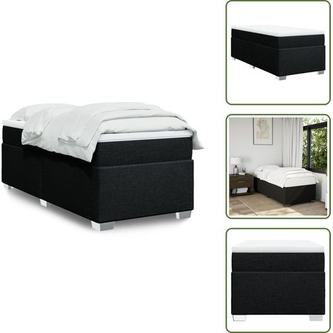 Letto con doghe - vidaXL Giroletto a Molle con Materasso Nero 90x190 cm in Tessuto - Materasso morbido