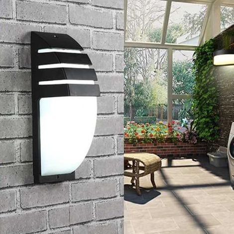 Applique Murale Interieur/Exterieur, Noir 12W Appliques Murales LED, IP65 Imperméable Lampe Murale Exterieur pour Cour, Jardin, Terrasse, Proche, Patio, 6500K Blanc Froid (1/5)