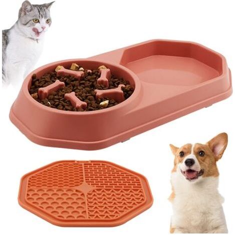 Windhund-/Katzennapf, Futternapf, rutschfester Katzennapf, multifunktionaler Haustiernapf (orange-rosa) (1/5)