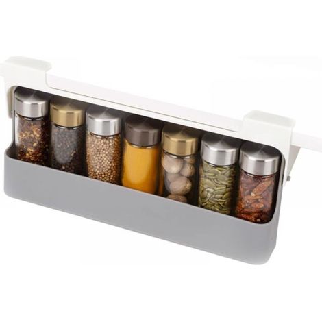 Supports pour Placard, Rangement de cuisine sous l'étagère, Porte-épices pour le garde-manger, Gris (1/5)