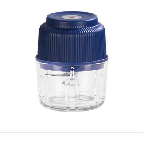(bleu) - hachoir électrique sans fil 250ML, mini robot de cuisine puissant, rechargeable USB, lame en acier inoxydable, pour hacher la viande, poisson, oignons, ail, légumes, chocolat, biscuits (1/5)