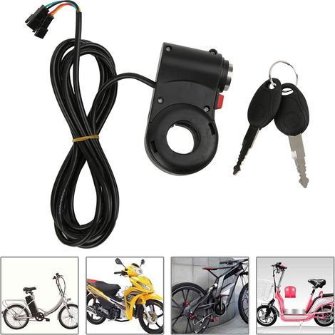 Interrupteur Vélo Électrique 3 Boutons Marche Arrêt avec Sécurité Verrouillable pour Guidon (1/5)