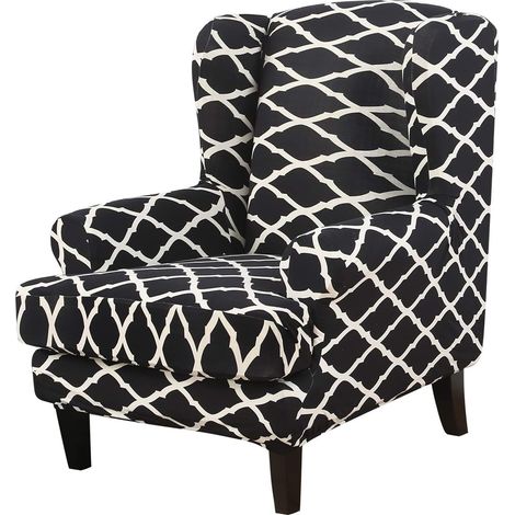 Set of 2 stretch wingback chair covers with cushion cover for wingback chairs, sofa cover for living room (1/5)