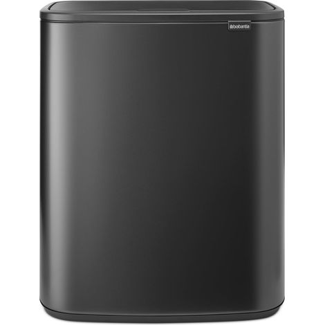 Poubelle de cuisine Bo Touch 60 L Poubelle XXL à ouverture soft-touch avec bac intérieur Poubelle compacte à dos plat pour cuisine Solution élégante Confident Grey (1/5)