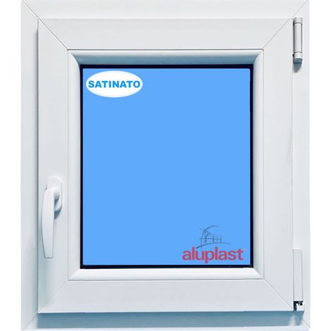 Finestra in PVC L600 mm x H800 mm Bianco, Oscillo-battente Apertura Destra Vetro Satinato (1/6)