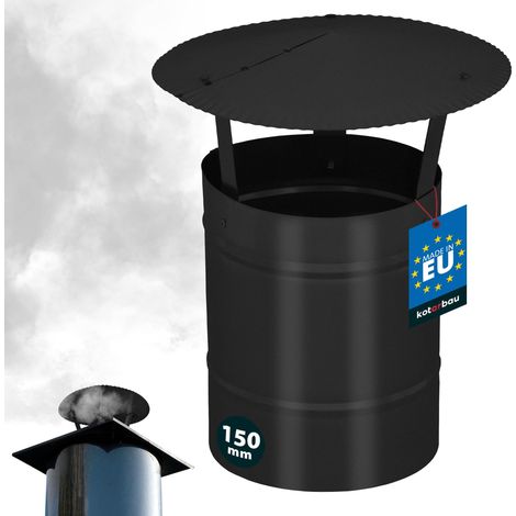 KOTARBAU® Chapeau de Cheminée - Acier Galvanisé et Peint par Poudre - ø 150 mm - Noir - Chapeau Cheminée Anti Pluie - Résistant à la Corrosion - Installation Facile - Design Moderne (1/5)