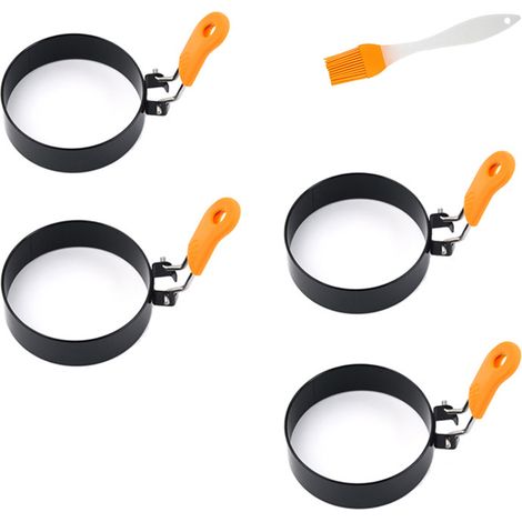 Cercle À Œufs - Acier Inoxydable Antiadhésif - Pour Œufs Au Plat Omelette Sandwich - Lot De 4 (1/5)