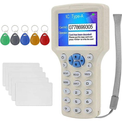 Lecteur de cartes à puce RFID NFC + duplicateur RFID porte-clés/cartes 5XT5577 125K 13,56 MHz, graveur de clés IC/ID, réplicateur RFID (1/5)