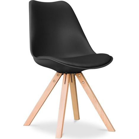 ORION91oficial® - Silla URSA Color Negro  Mate Asiento Acolchado Piel Sintética y Patas Haya, 49x81x43cm Comedor, Oficina, Salón, Teletrabajo, Cocina - spaziOrion91 (1/5)